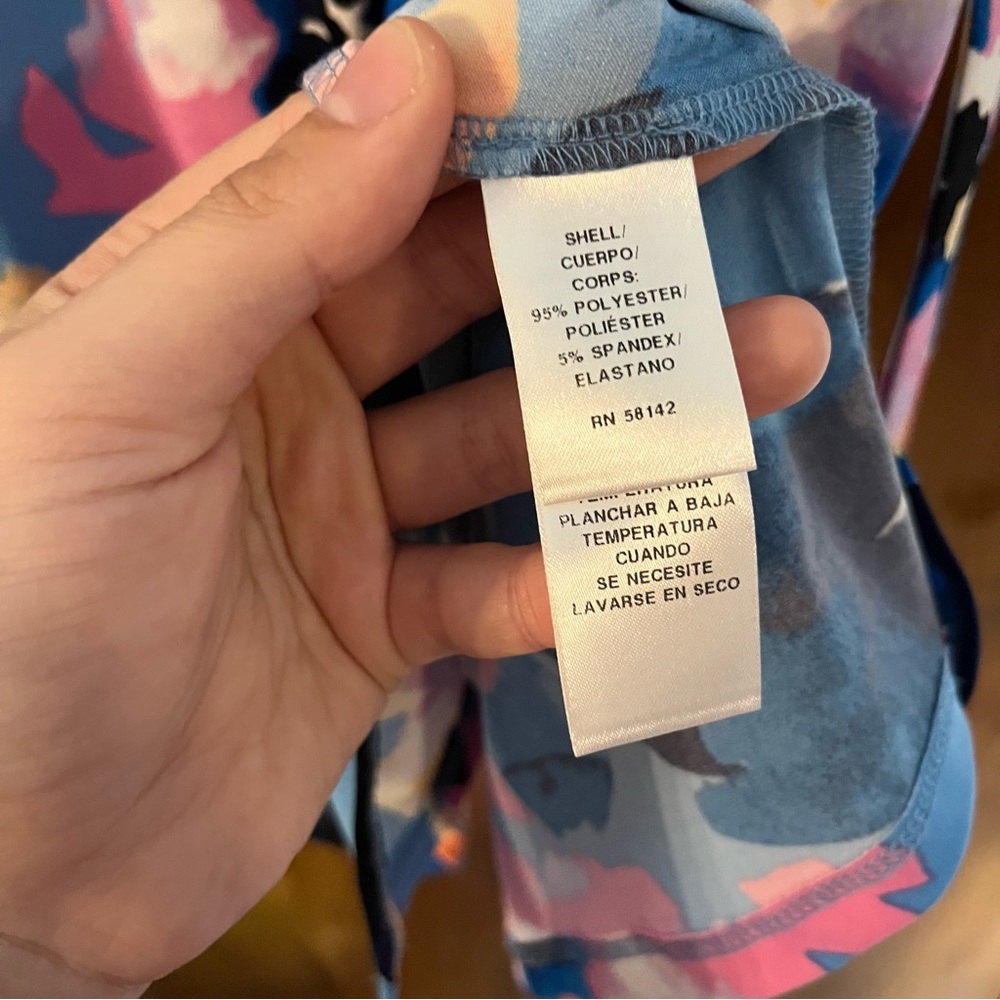 Maggy London Colorful Wrap Vneck Womens Dress Size 16 Tie - Picture 7 of 7